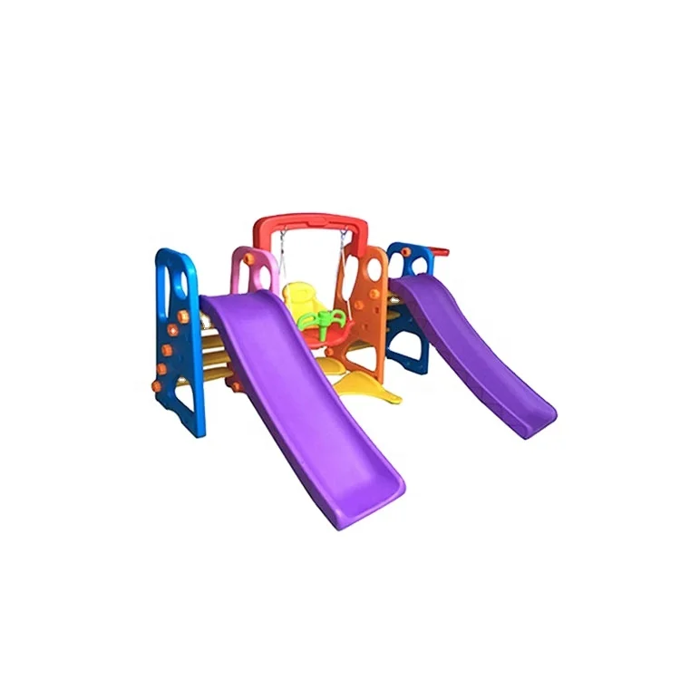 2020 hot sale factory  indoor and outdoor  plastic baby double slide with swing