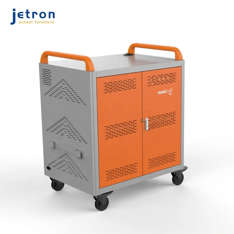 Oem 30 Bays Ipad/laptop Charging Cart With Wheel,Double Door AC Charge Cart