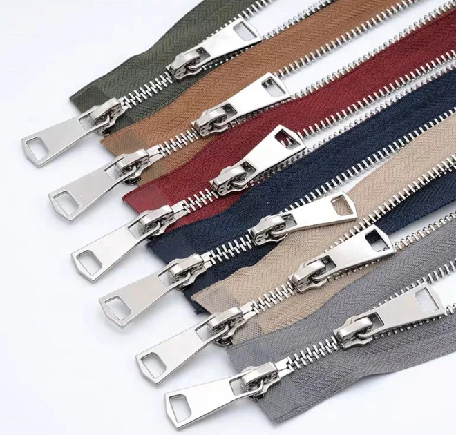 Factory Custom Gold Teeth Metal Zippers  auto lock Close End sliver Zipper Puller in Multiple Colors #3 #5  #8  Garments