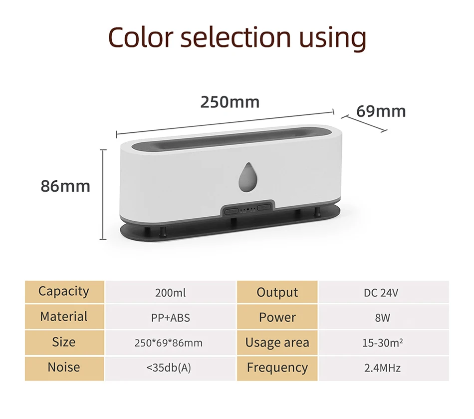 Upgraded 7 Color Essential Oil Diffusers Volcano Humidifier Quiet Flame Diffuser