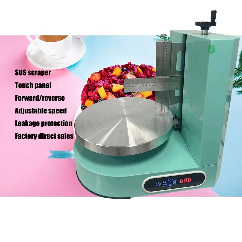 Adjustable Electric Cake Leveller maker Cream Edge Frosting machine tool Turn Table Rotating Smoother Slicer Scraper Machine