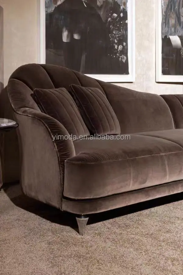 Minimalist Arc U shape Design Luxury Sofa Set Modern Brown velvet U shape Couches Salon Store Round Curved Sofa With Metal Base