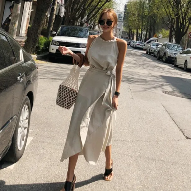 Runwaylover E919 Gery linen bohenmia  holiday dress