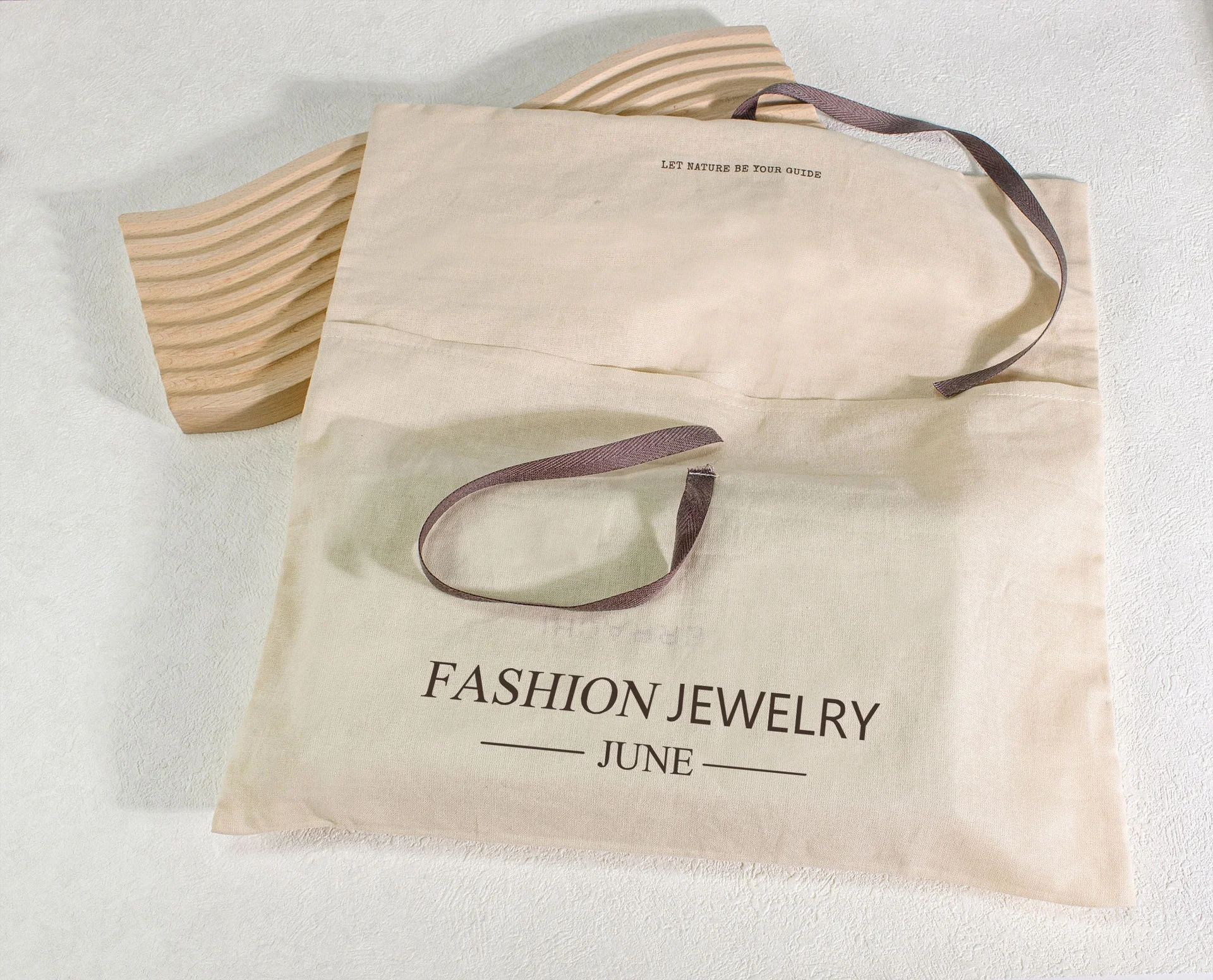 Custom Logo Printed Herringbone Cotton Envelop Dust Bag For Handbags Belts Packaging