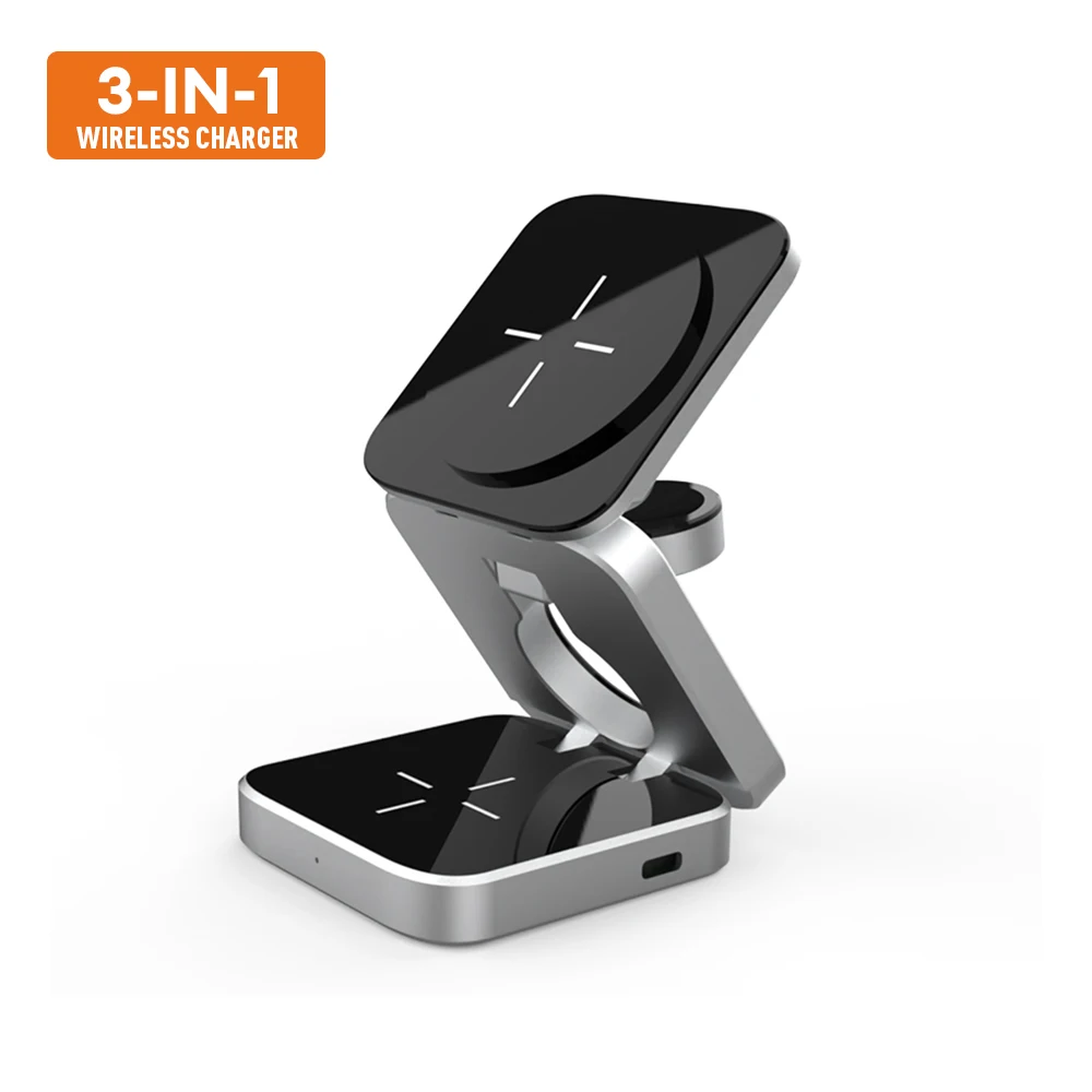 Vina Foldable Three In One Wireless Charging Station 3 In 1 Magnetic Wireless Charger Stand Compatible for Apple Iphone Products