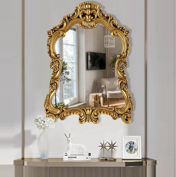 Bucks Home New Design Golden Pu Mirror With Frame Hot Sale Pu Decorative Mirror