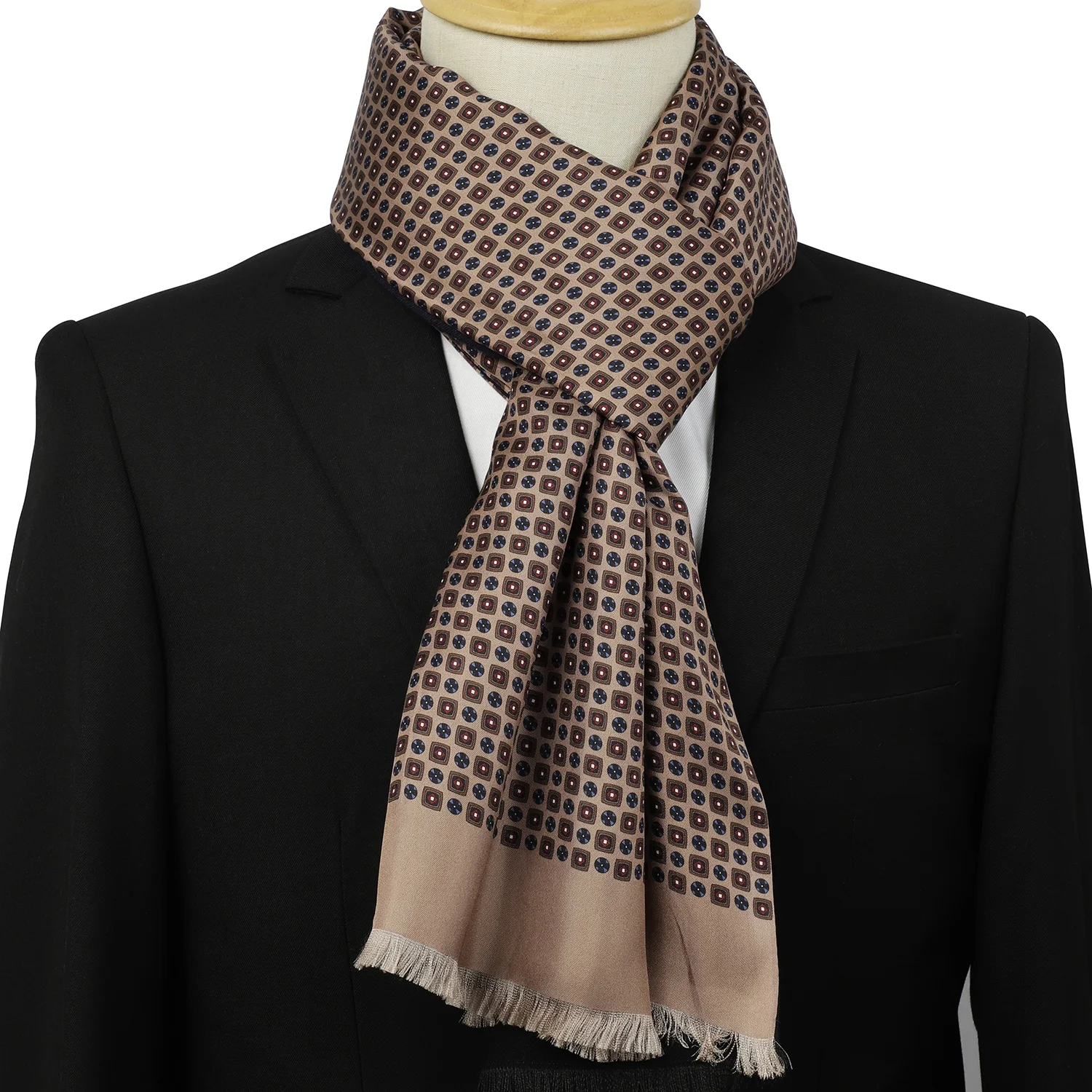 2024 New Scarfs 1 Side Viscose 1 Side Smooth Touch Woven Silk Scarves Mens Designer Custom Scarf Logo Elegant