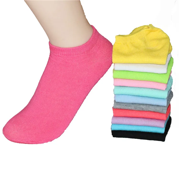HF Hot selling cheap candy color women boat socks fashion versatile student pure color ankle socks