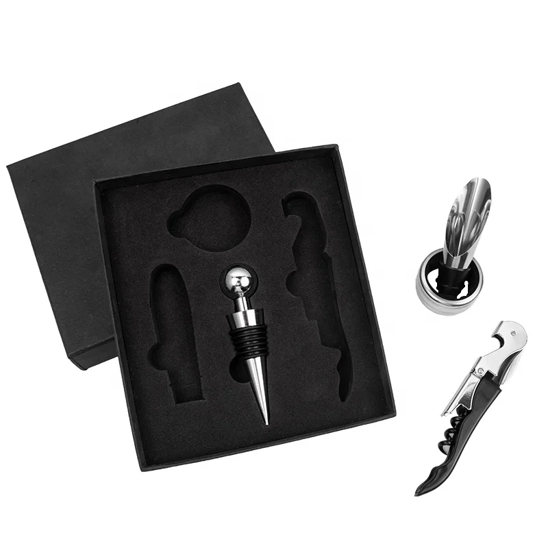 Amazon Top Seller Factory Direct 4pcs Wine Bottle Opener Set Wine Opener Kit Vacuum Stopper for Bar Accessories