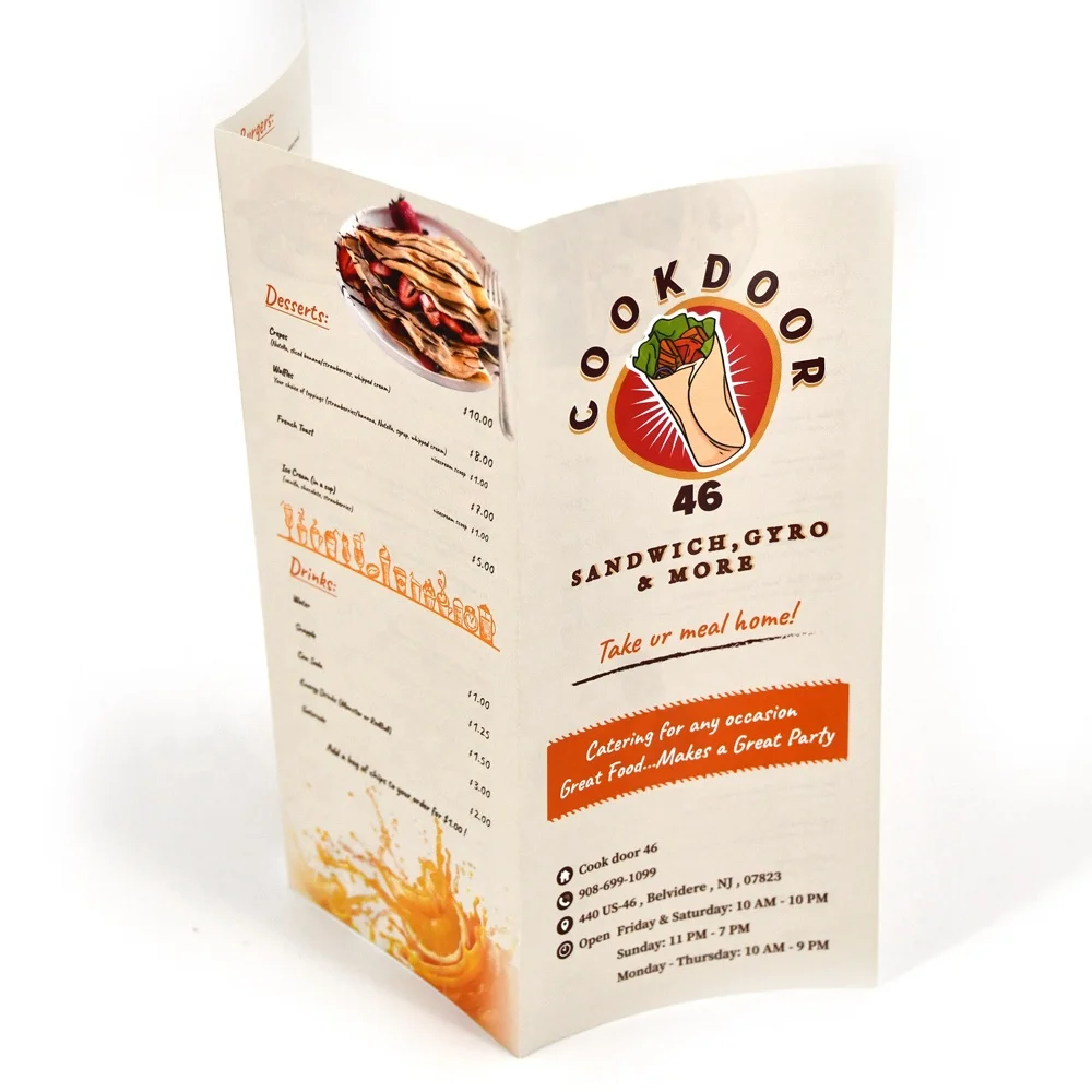 Custom Color design service include Restaurant Menu & Cookbook Catalog glossy Paper Food Recipe Booklet for Fast food restaurant