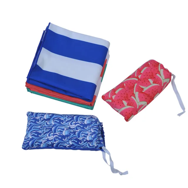 Waves Microfiber Sublimated Digital Sublimation Printed Logo Sports Personalized Soft Beach Towel On Beach