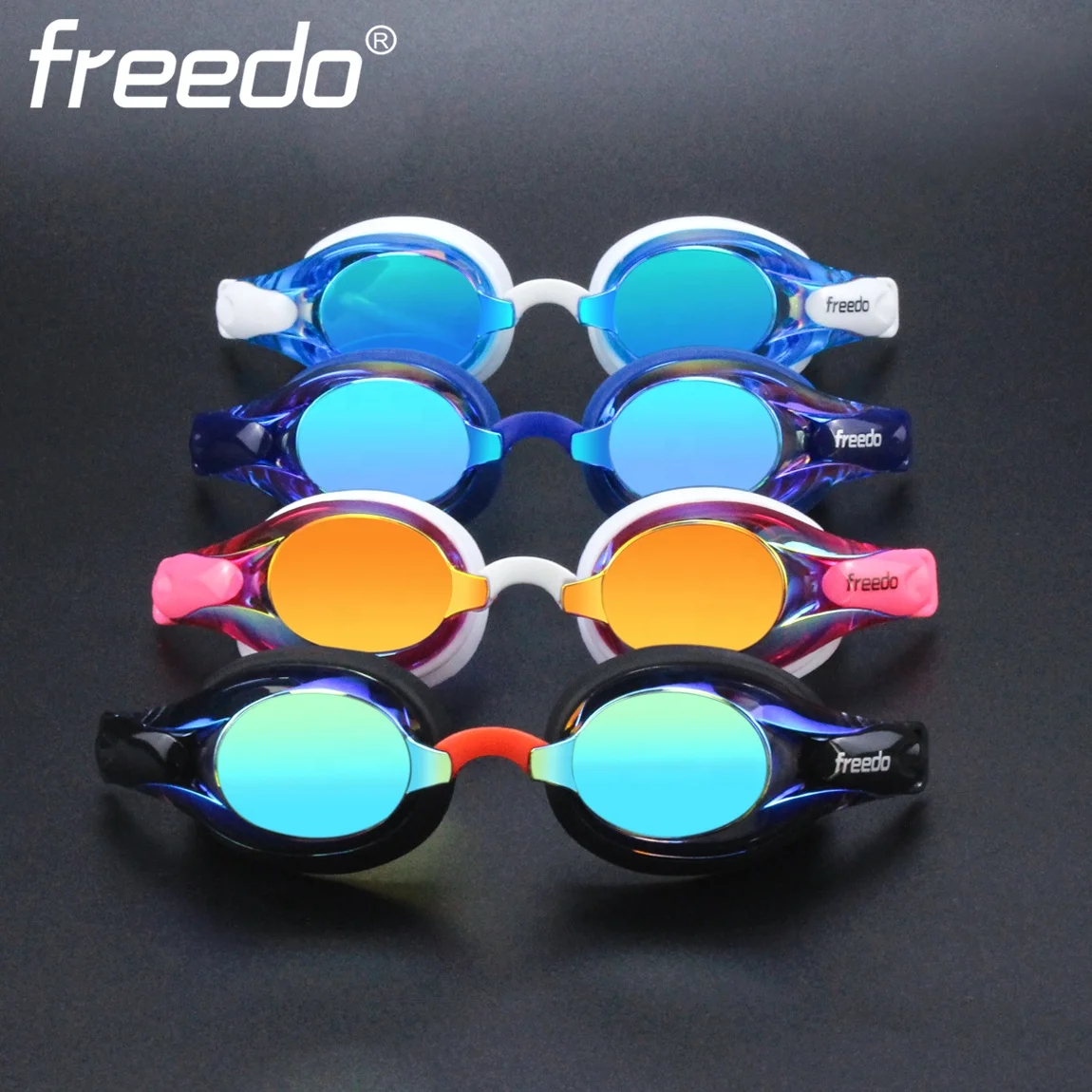 Racing triathlon anti-fog UV protection swimming gear swimming goggles with rainbow mirror coating and customized logo