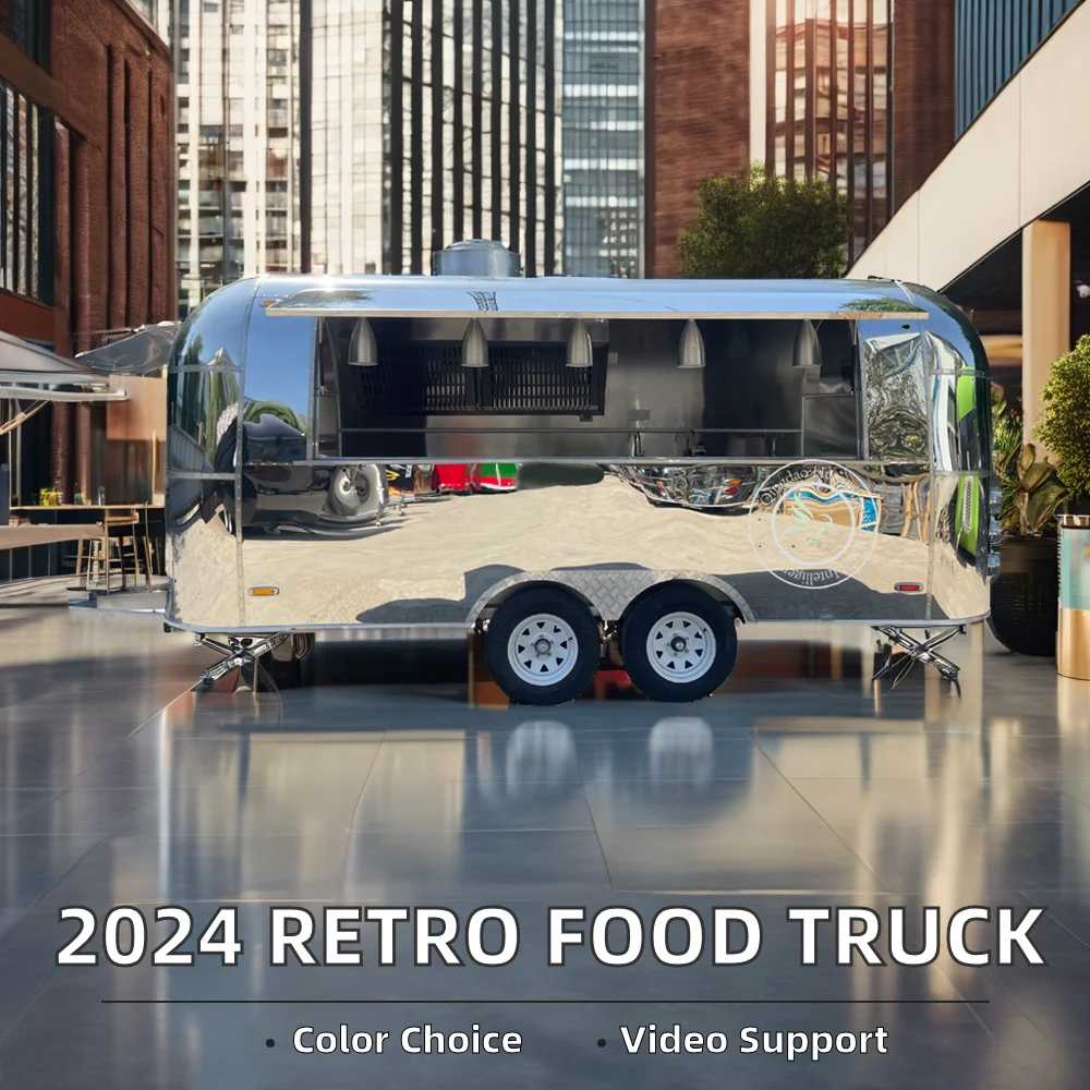Mirror stainless steel new food trailer, fully equipped food truck, fast food truck, mobile kitchen food truck for sale