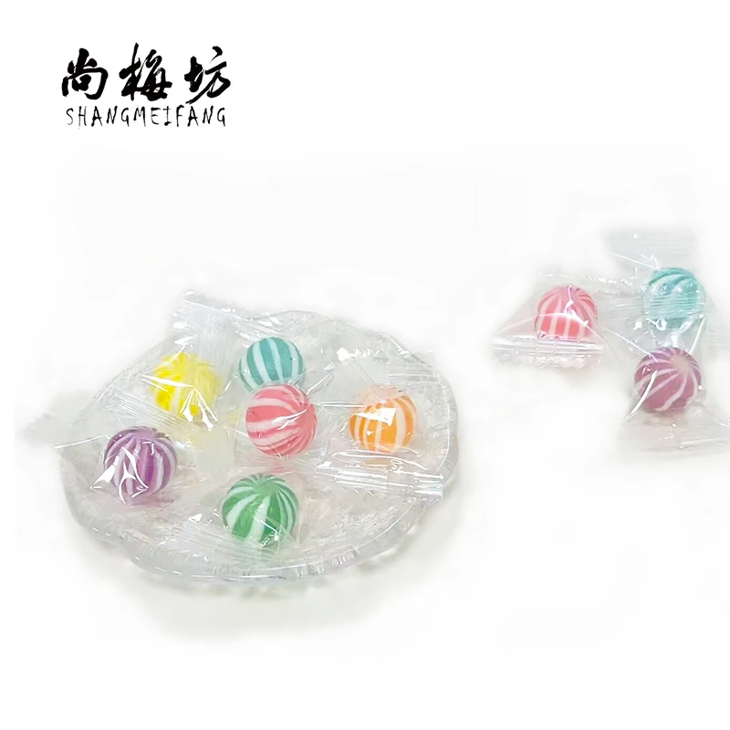 Fruit hard candy watermelon stripes candy bulk wholesale ball shape candy Sweet balls Individually wrapped