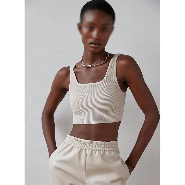 Sculpt Knit Cropped Tank square neck sports bra yoga tank tops causal halter sleeveless tank tops sleeveless t-shirt tops woman