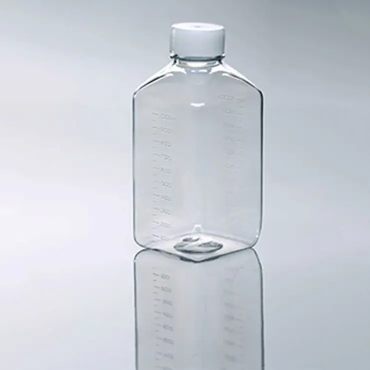 Transparent 1000 ml sampling bottle medical science cell culture sterile petg media bottle