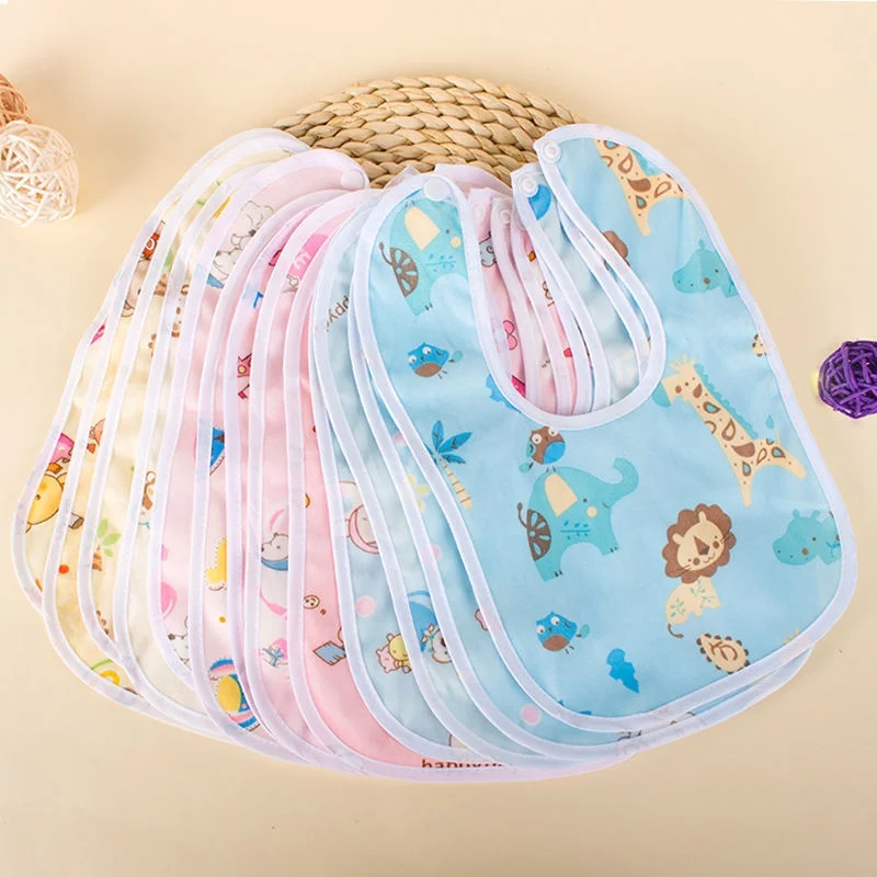 Wholesale infant print cartoon long sleeve U shape eating waterproof dribble bib crystal velvet kids baby teething bandana bibs