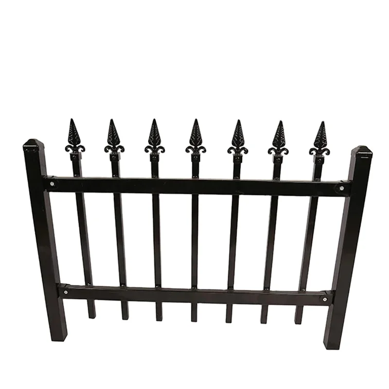 Spear Top Galvanized Steel Wrought Iron Fence Rust Fencing Trellis & Gates Tubular PICKET Fence Carbon Steel Metal White Pallet