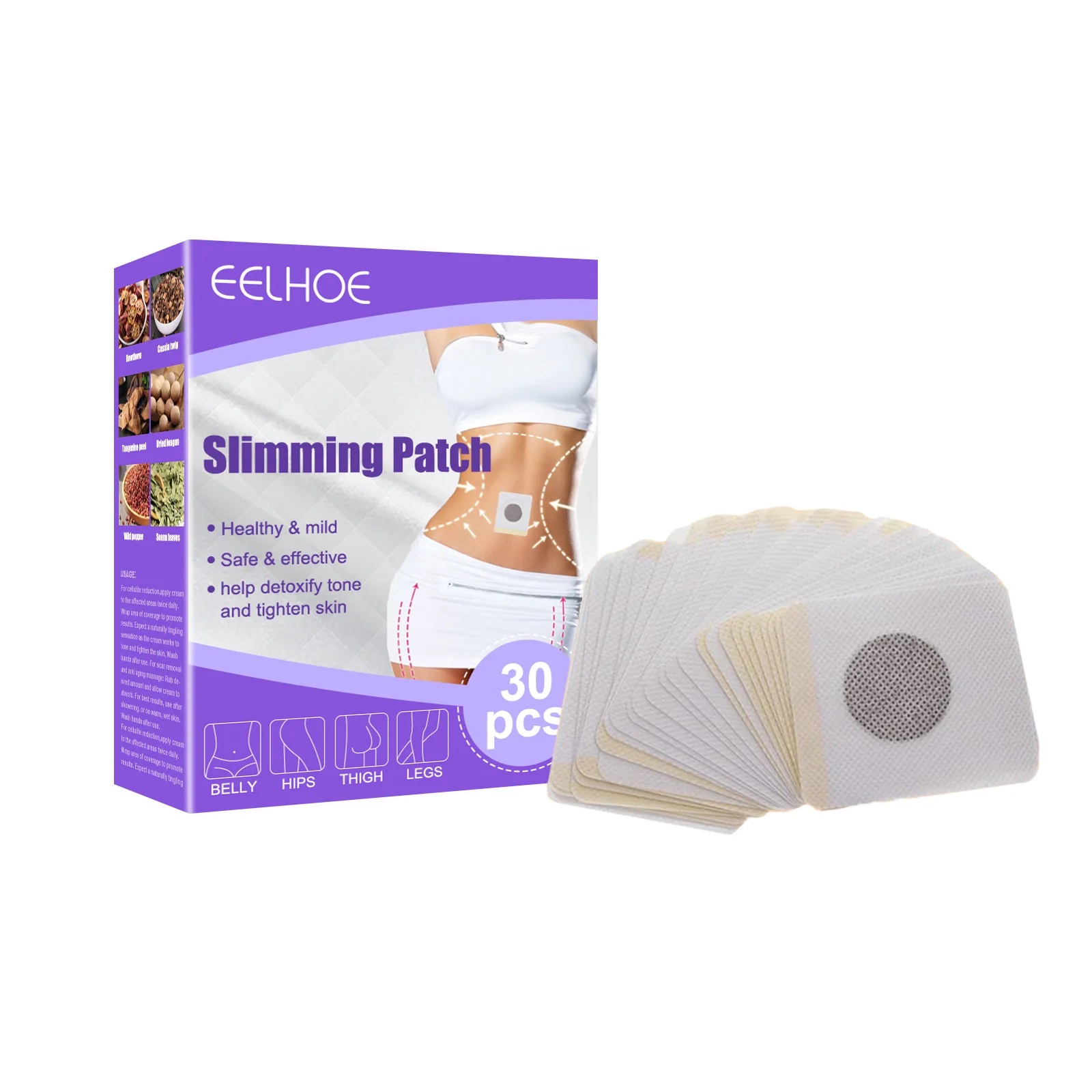 30Pcs Herbal Slimming Tummy Pellet Belly Navel Patch For Burning Fat Natural Herbal Abdominal Weight Loss Slimming Patch