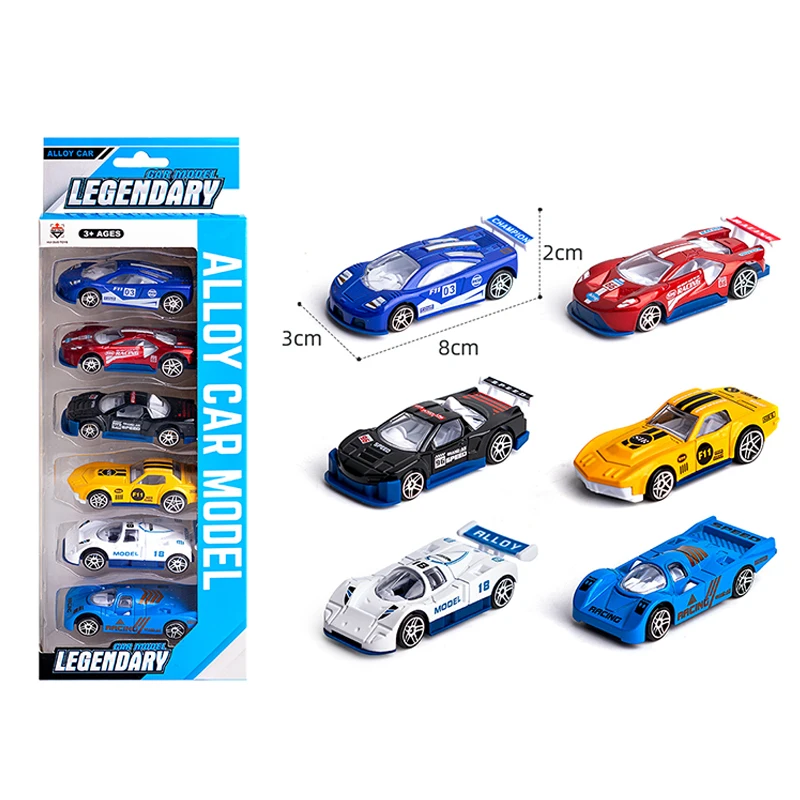 6PCS Simulation Alloy Dicast Car Display Case Mini Metal Diecast Small Model Children Kids Toys Custom Car Vehicles