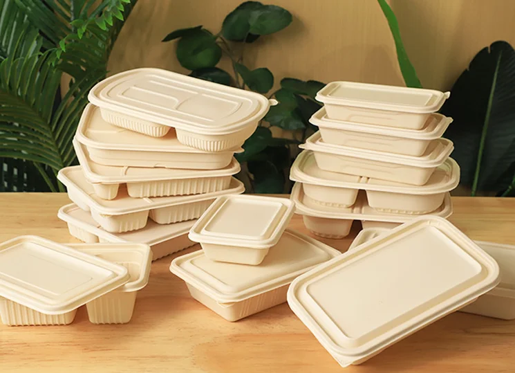 Biodegradable disposable lunchbox takeout takeout box Fast food box multi-grain lunchbox bowl cornstarch party