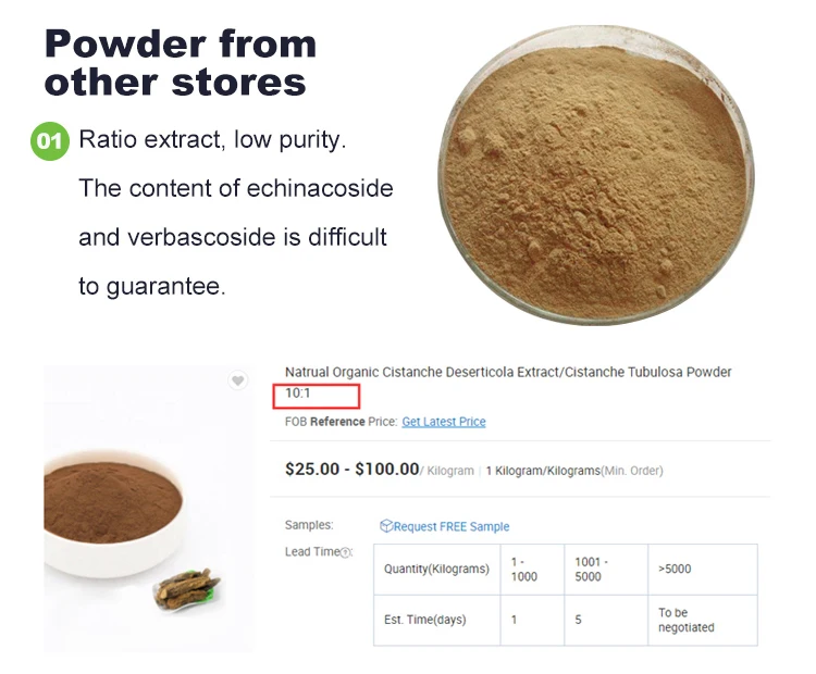 EU Standard 40:1 Cistanche Tubulosa Extract Nature Supplement 20% Glycoside 8% Echinacoside Cistanche For Body Building