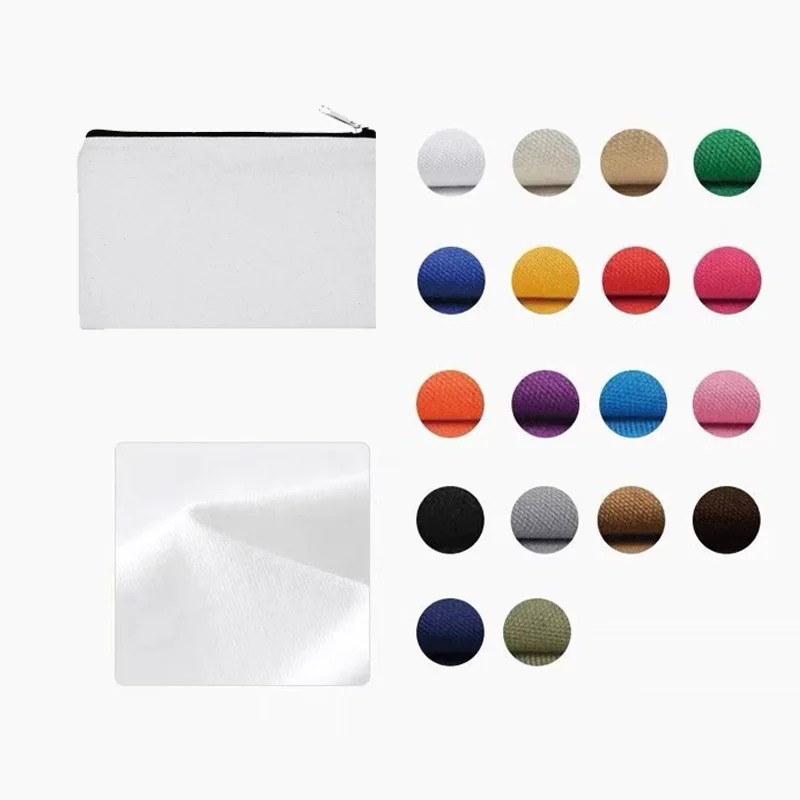 Low Price Wholesale Blank Plain Pencil Pouch Custom Your Print logo Pattern Cosmetic Bags Cotton Canvas Pencil Cases With Zipper