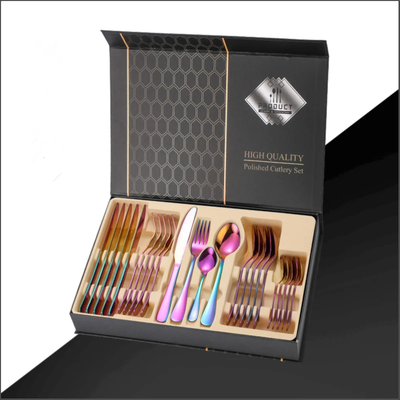 Wholesale Flatware Set 24pcs Stainless Steel Gold Plated Cutlery Spoon Fork Knife Set