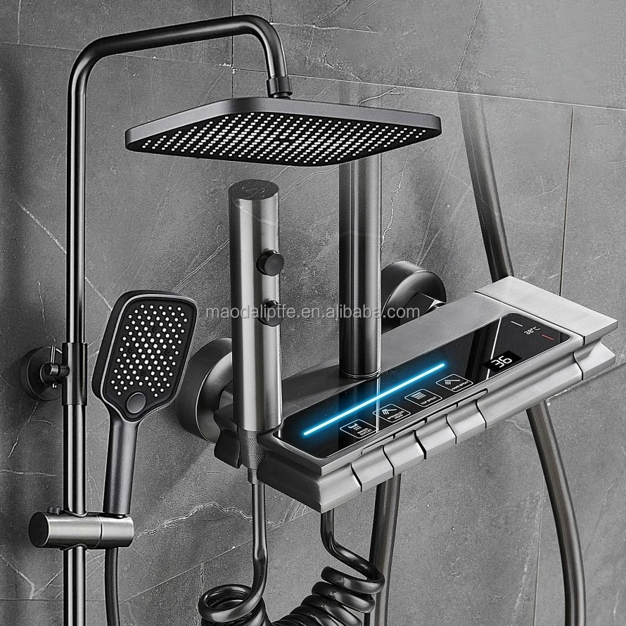 AMZ TOP Luxury Thermostatic Digital Douche Piano Smart Shower Set Intelligent For Bathroom