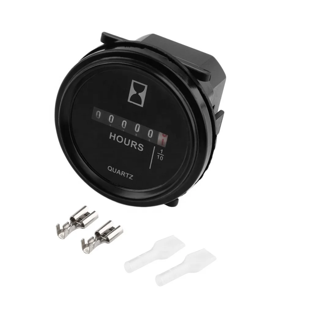 6 Digits Digital Hour Meter Hourmeter Cart Marine Boat Generator Engine 1075Hz 0.3W 6-80Vvolt DC Black 0 to 99999.9 Hours Timer