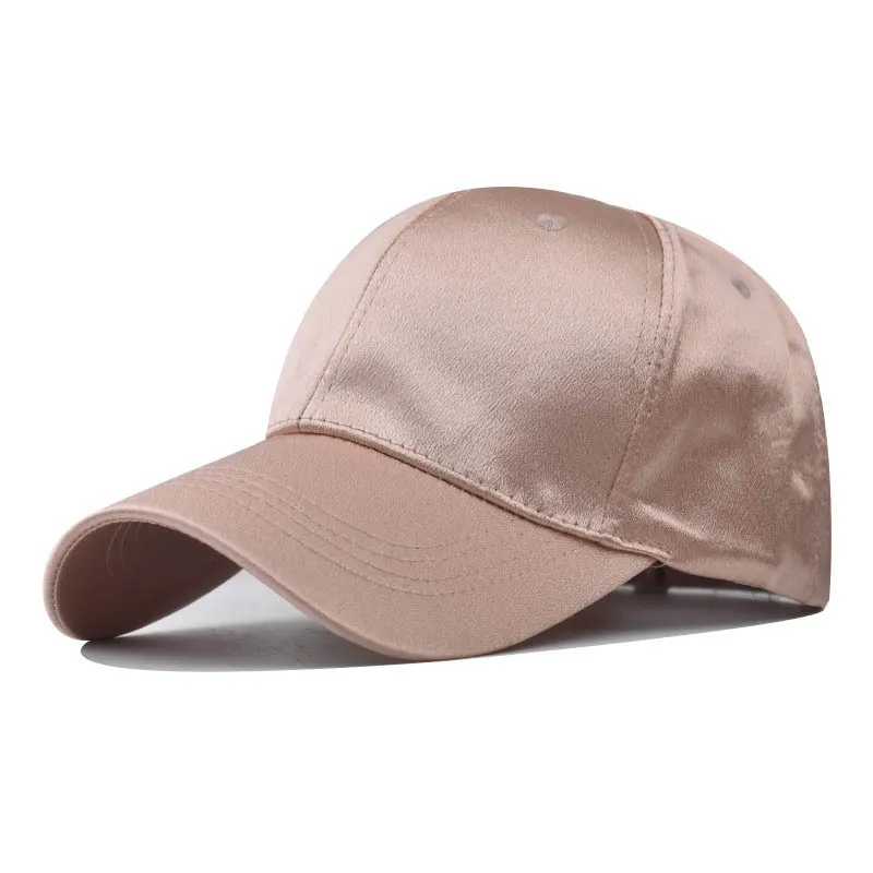 blank satin baseball cap custom logo  high quality casual hat unisex