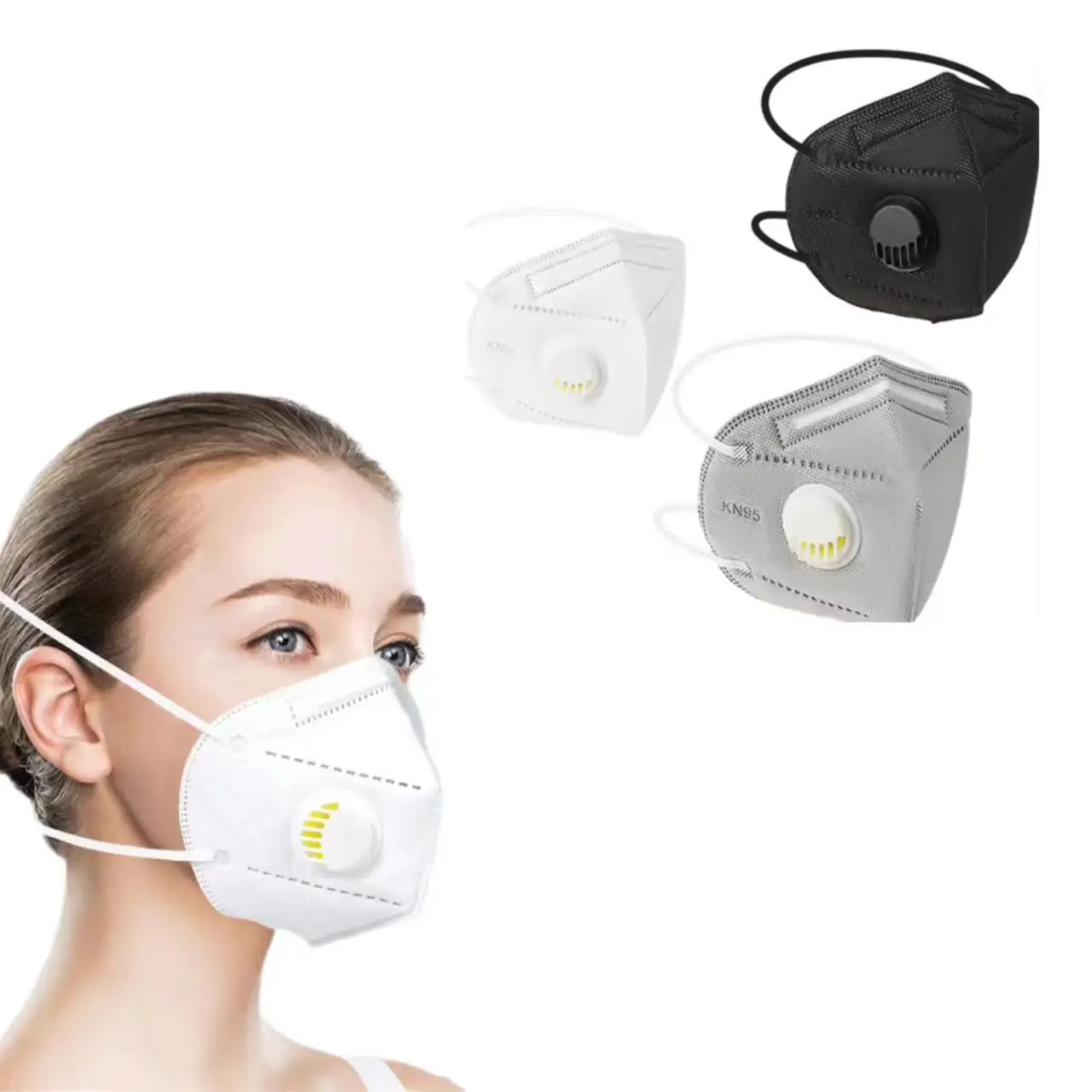 Manufacturer Disposable KN95 Face Mask Highly Elastic Headband KN95 Masks with Breathing Valve