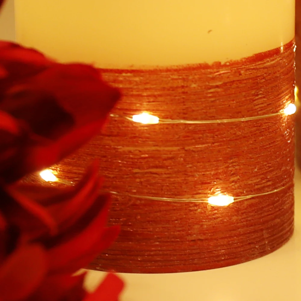 3pcs Real wax beautiful glitter pillar decorative electric led flameless candle with remote control