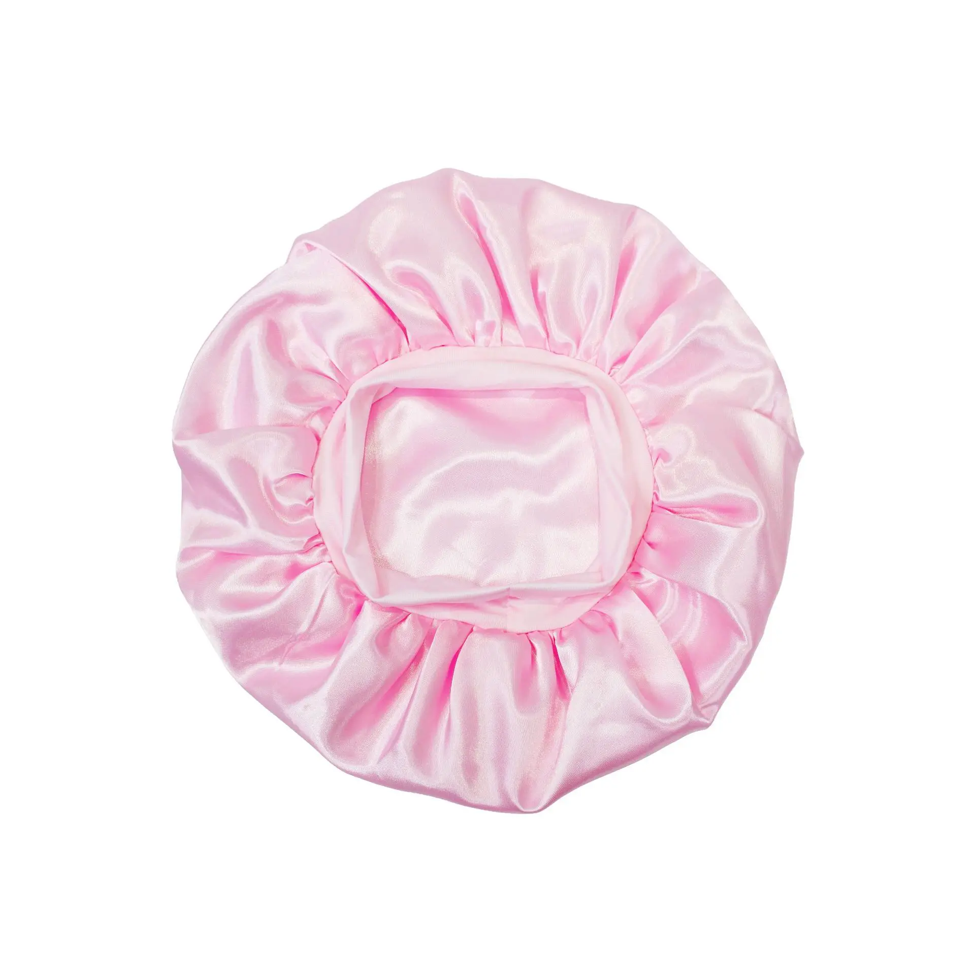 low Moq Custom Adjustable Fashion Double Layer Satin Silk Large Women Sleeping Hair Cap Bonnets Hats with Logo