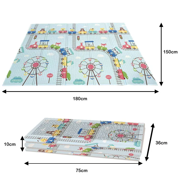 Double-side Waterproof Non Toxic Foldable Baby Cartoon Wholesale XPE Folding Baby Crawling Play Mat Kids Gym Picnic Mat for Baby