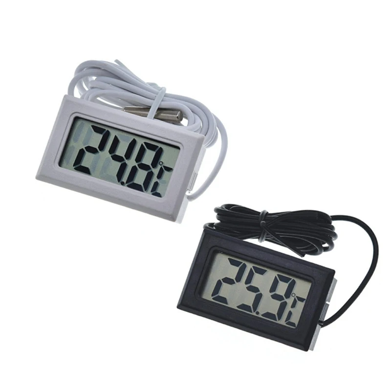 -50 to 110 Small 1M Probe Instrument Digital Thermometer Mini Embedded LCD Display for Fridges Freezers Coolers Aquarium Chiller