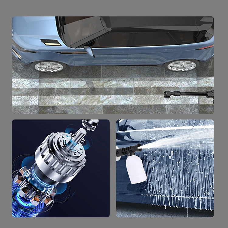 High Pressure Cordless Car Washer 6 in 1 nozzle Powerful Car Washing Machine with 4.0Ah Rechargeable Battery Car Washer Gun