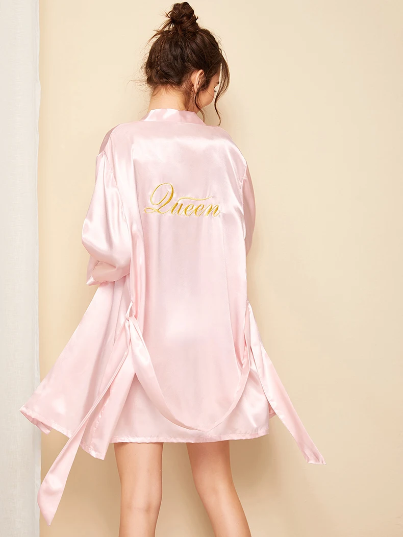 Custom Embroidery Silk Robes en Satin Women Marriage  Wedding Bride and Brides Maid Dresses Robes Stain Wedding Bridal Robes