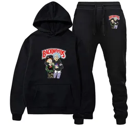 New arrival womens tracksuits 2 piece backwood hoodie outfit sets black two piece pants set women clothing 2021