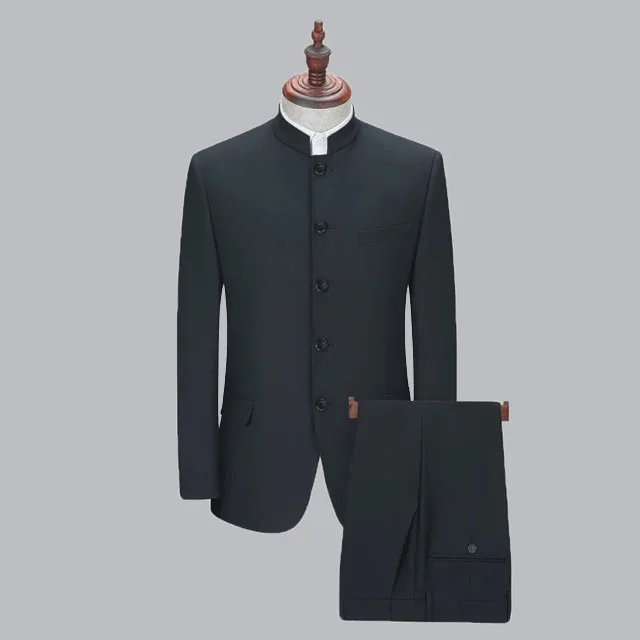 Chinese Tunic Men Suits Stand Up Collar Tang Suit Formal Wedding Dress Suits Slim Fit For Men