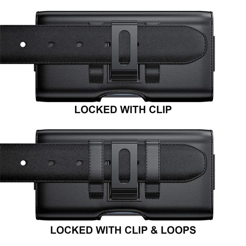 Premium Durable Pouch Card Holder Leather Belt Case with Clip Loop Phone Holster Magnetic Closure Holster for iPhone