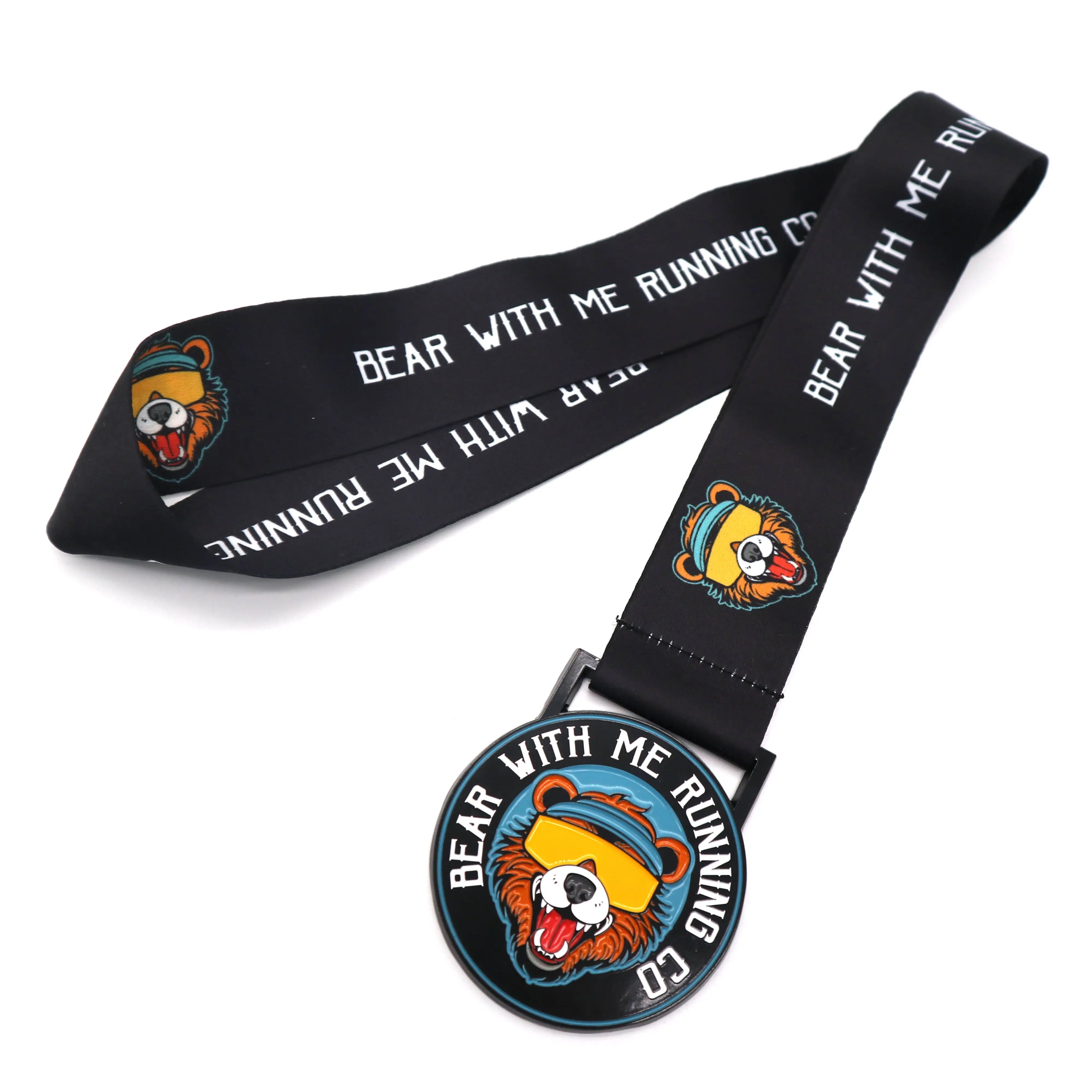 Custom Zinc Alloy 3D Gold Metal Sport Medal Bear with me running co medal Running Winner Awards