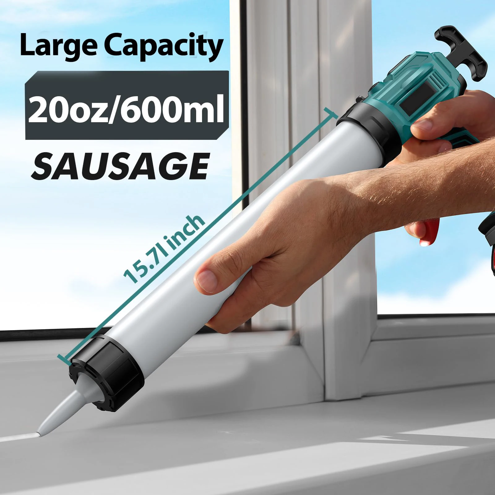 Caulking Gun 20oz/600ml Electric Caulking Gun 4 Adjustable Speeds Anti-Drip Battery Powered Bulk Caulk Guns