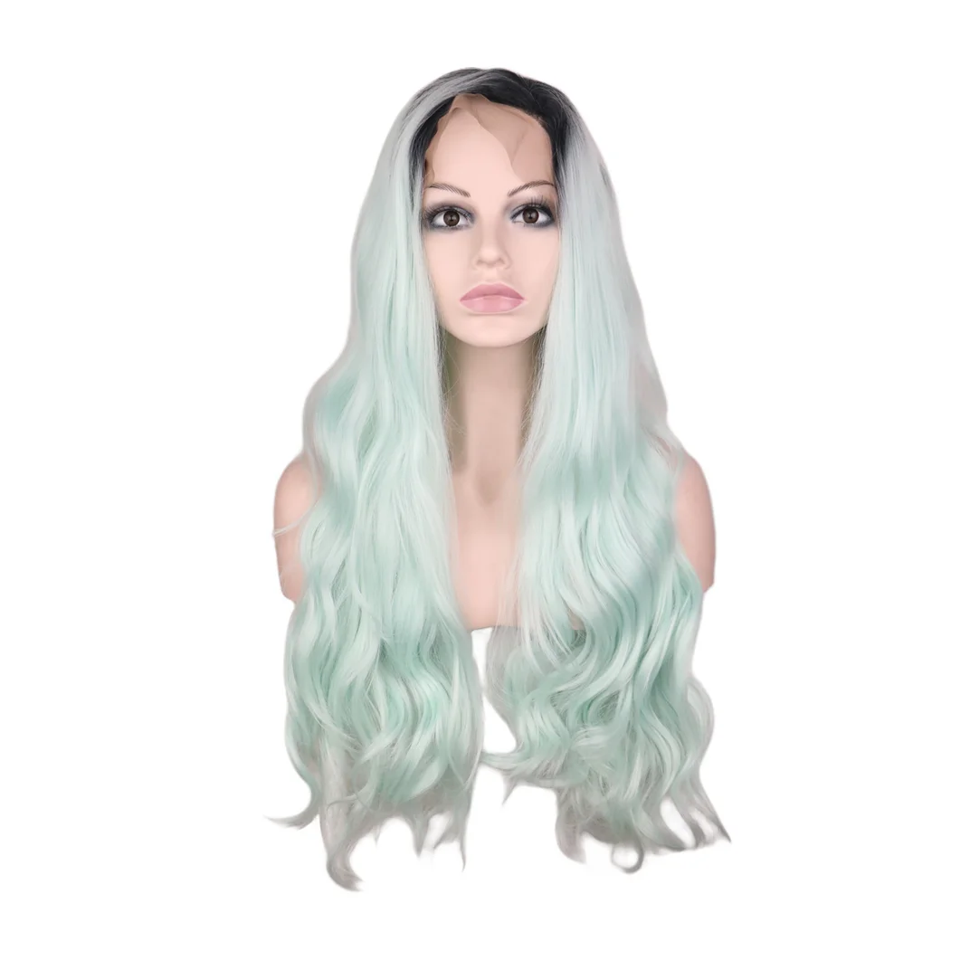 Термостойкие Смешанные Два цвета 26 дюймов Синтетические волосы парики с челкой для женщин синтетический кружевной передний парик