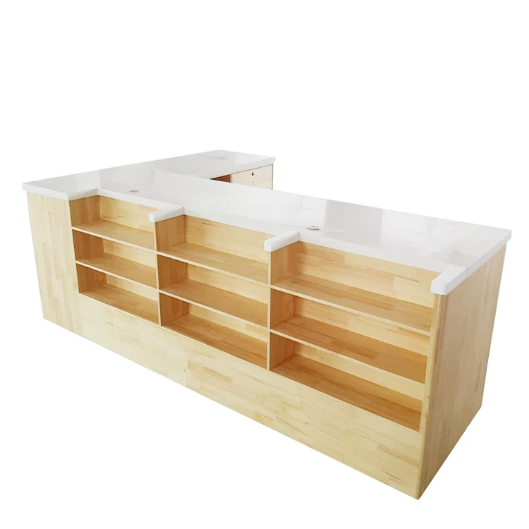 Wood Shop Table Desk Display Store Wooden Checkout Counter Design