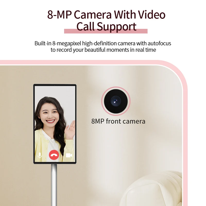 Portable 22 Inch Moving Smart Touch Screen With Camera Monitor Displays Stand By Me With Camera