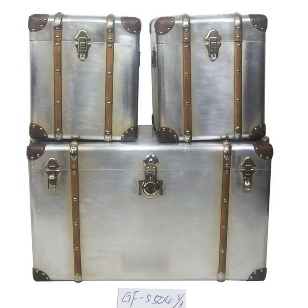 Antique Wooden Storage Trunk Box For Sale