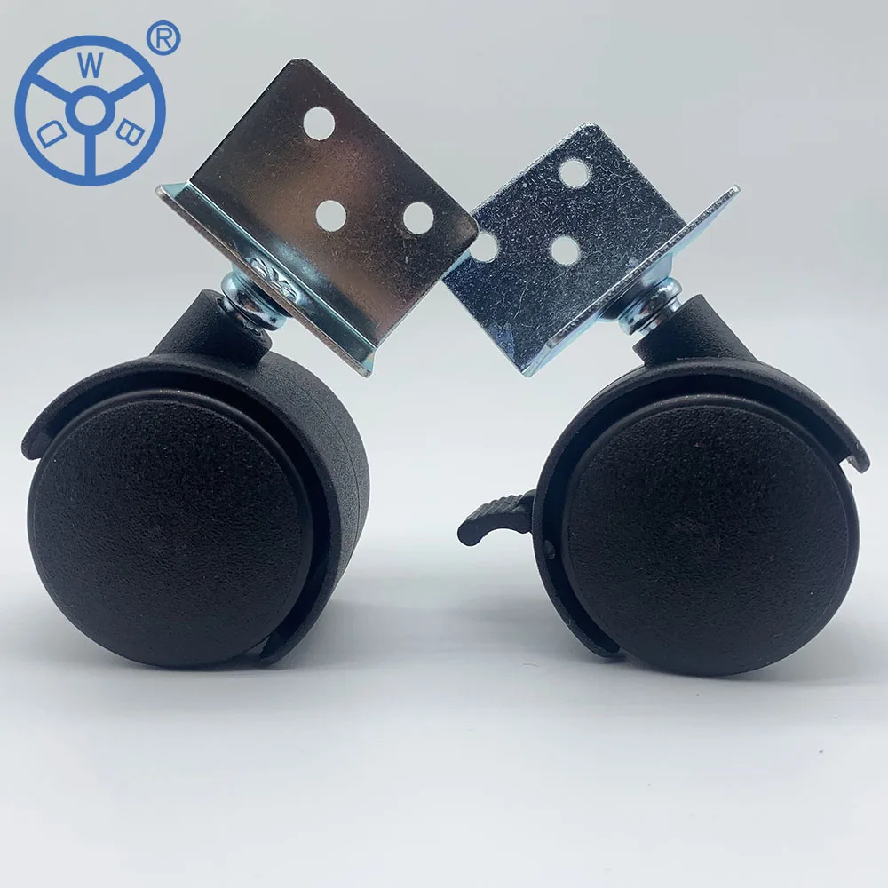 L shaped u angle plastic funiture plate locking casters and wheels high pin Plastic caster wheels