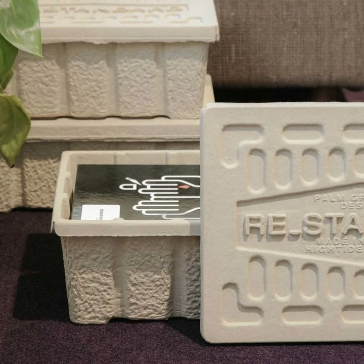 Customized eco-friendly pulp storage box paper tray biodegradable pulp ice cooler/chest box beer container