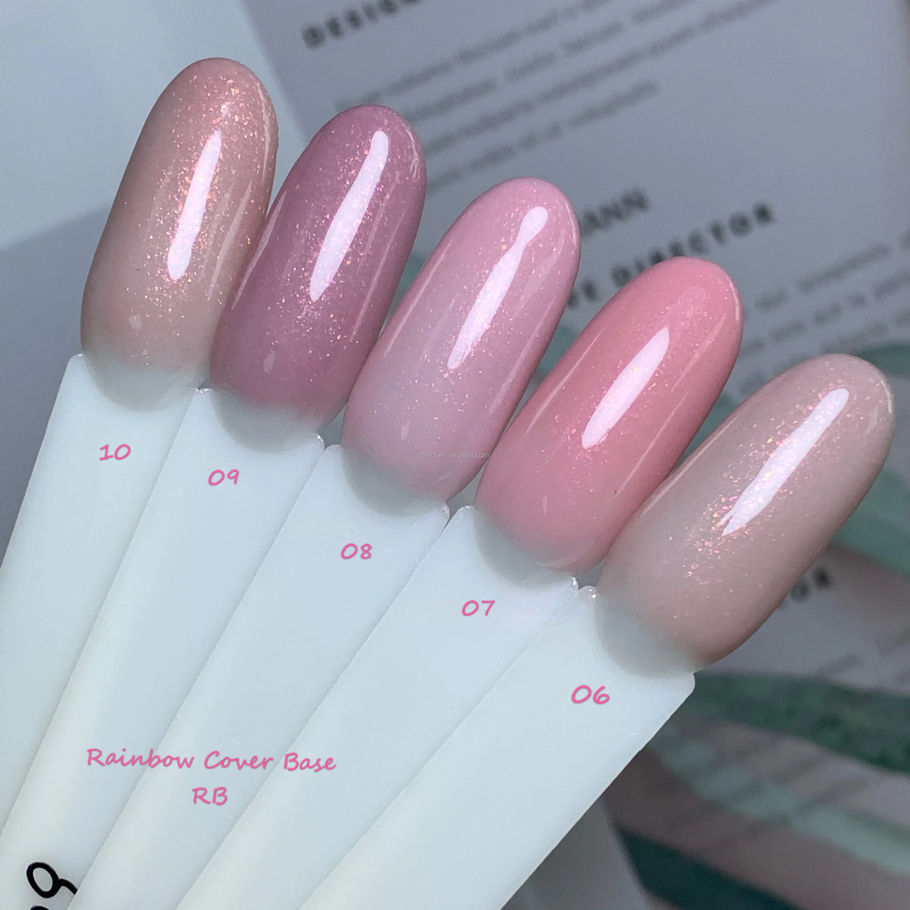 Nature Resin Design UV Gel Nail Rainbow Shimmer Rubber Cover Base Coat Gel Polish Long Lasting